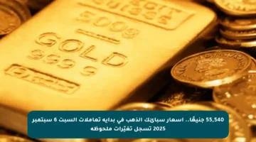 55,540 جنيهًا.. أسعار سبائك الذهب في بداية تعاملات السبت 6 سبتمبر 2025 تسجل تغيّرات ملحوظة